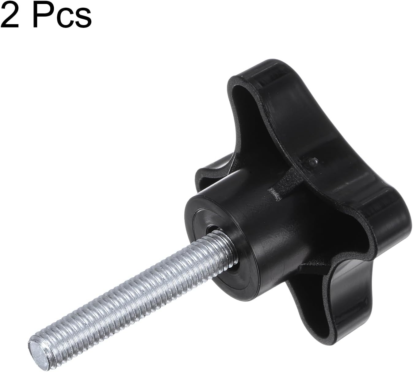 HARFINGTON 2pcs Star Knobs M8 x 40mm Male Thread Plastic 4-Star Stud Knob Hand Tightening Clamping Screw Replacement Threaded Handle, Black