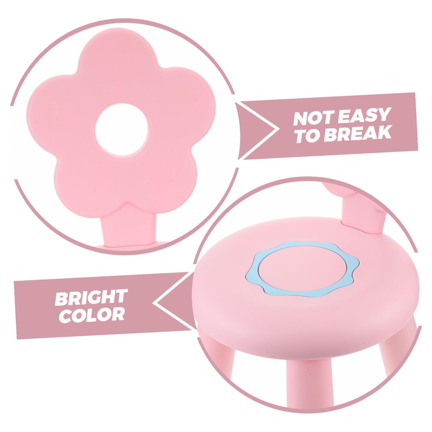 Zerodeko Sgabello per Plastica Rinforzata Piccolo e Portatile Antiscivolo e Multifunzionale per Bagno Cucina e Cameretta Rosa