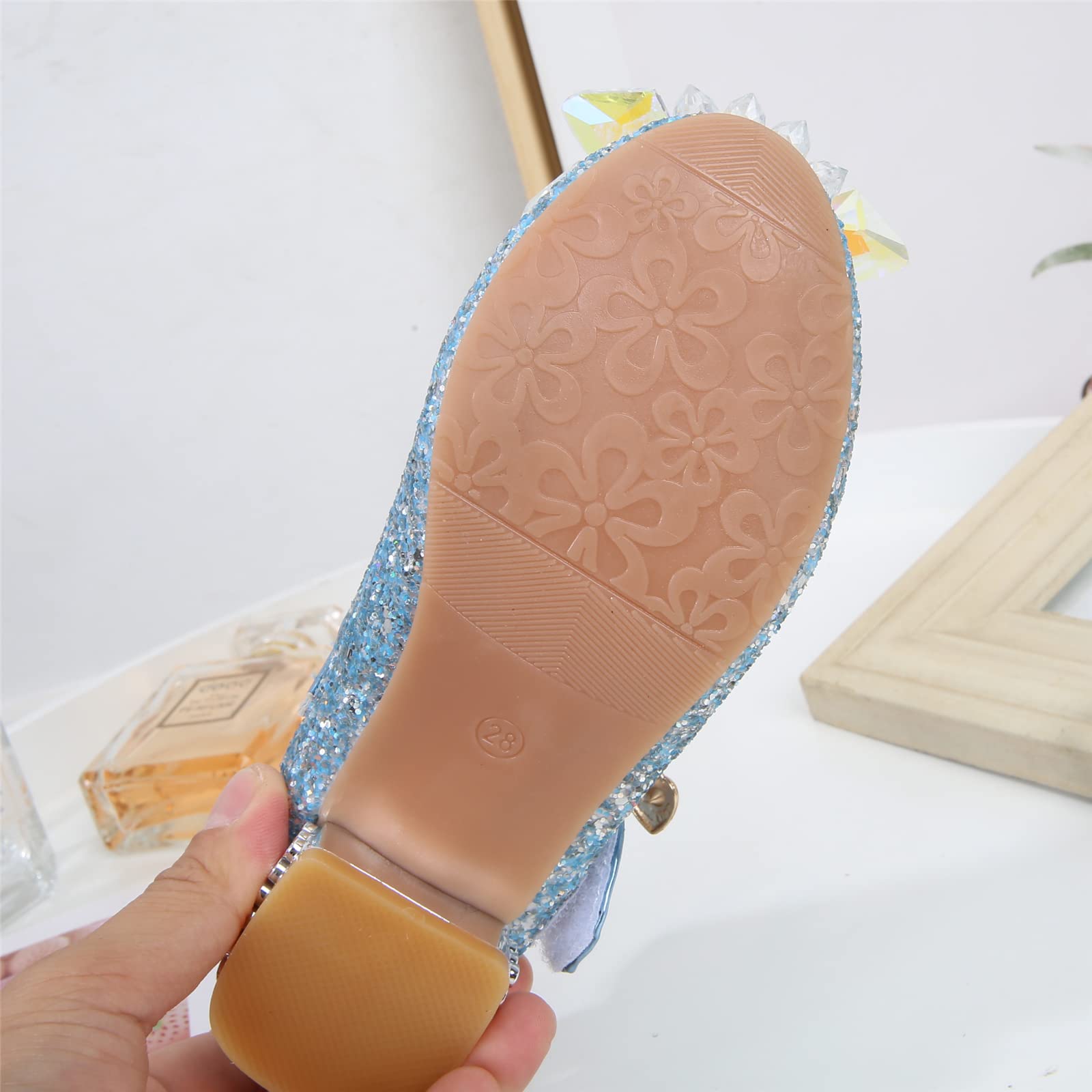 Prinzessin Kristall Schuhe Mädchen Glitzer Kinder Stöckelschuhe mit Pailletten Absatz für Partys Hochzeiten Geburtstag