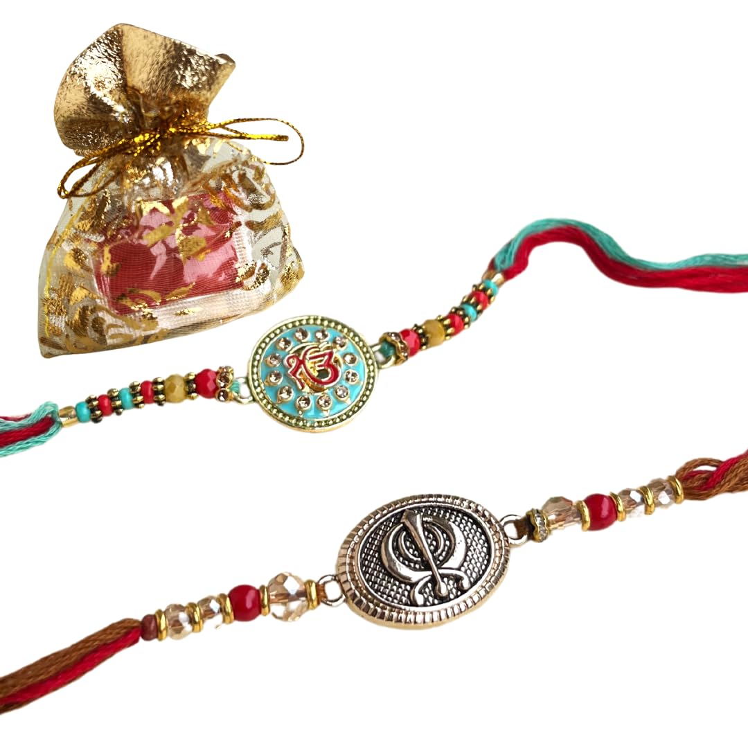 Artonezt Sikh Khanda Ekam Kar Rakhi Metal Dial Beads Designer Religious Rakhri for Brother + Shagun Tilak Potli + Greeting Card (B0D8KV58JB) Amazon Price History, Amazon Price Tracker