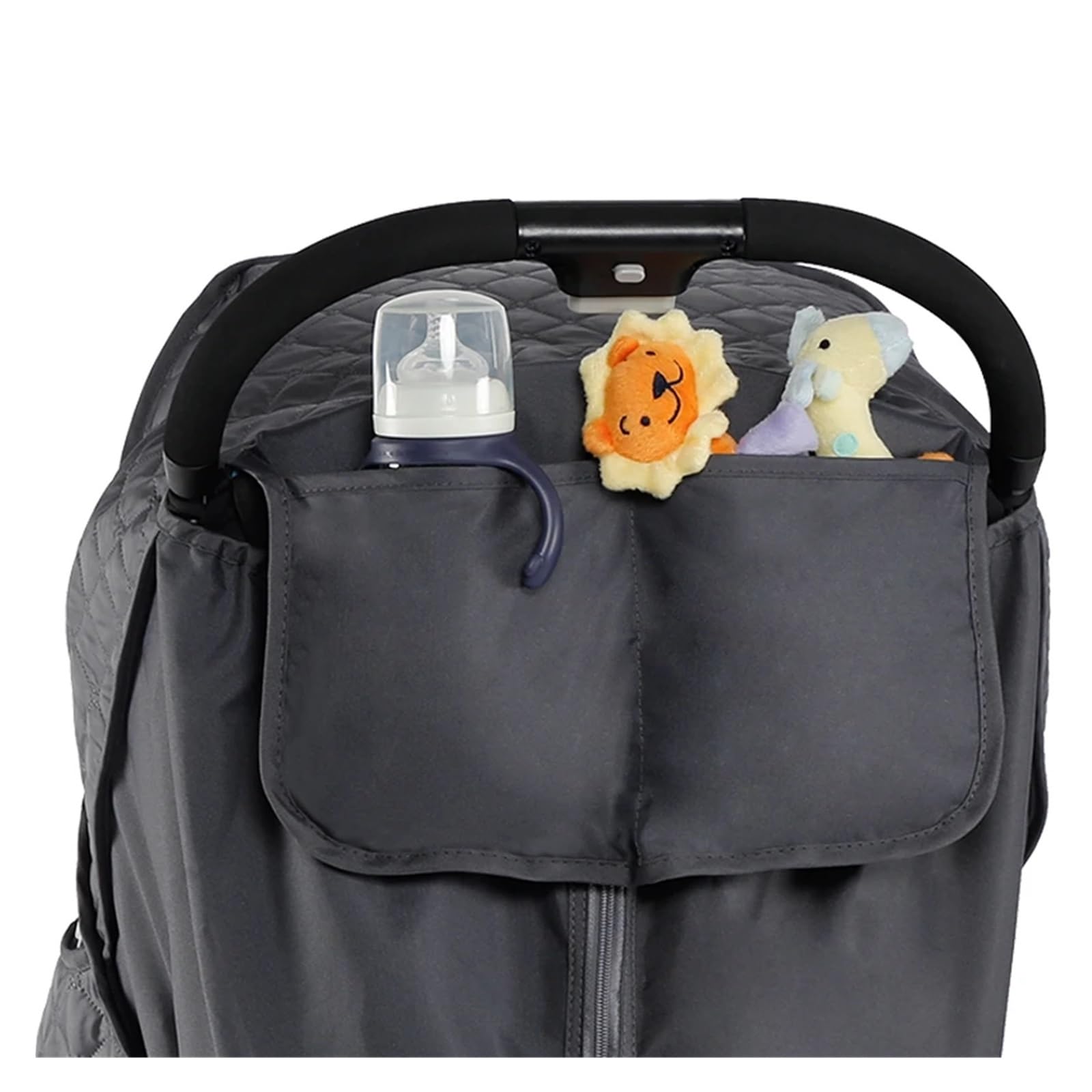 Housse de pluie universelle 2 en 1 pour poussette, housse de pluie d'hiver imperméable et chaude en coton (gris clair)