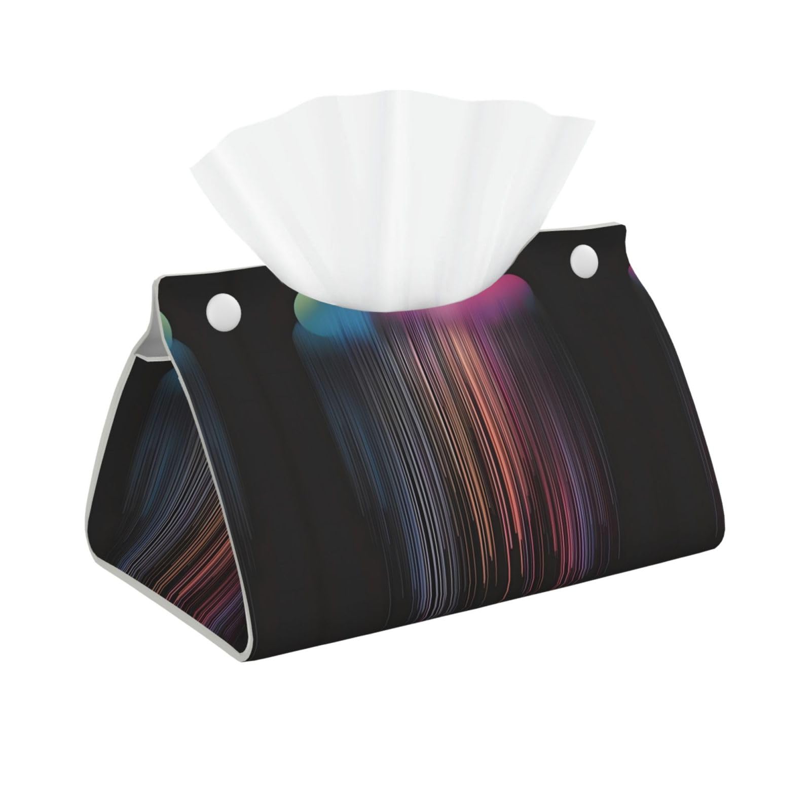 Colorful Rainbow rain Print Long Tissue Box Cover Holder Foldable Leather Organizer for Vanity, Nightstand, Desk & Bathroom