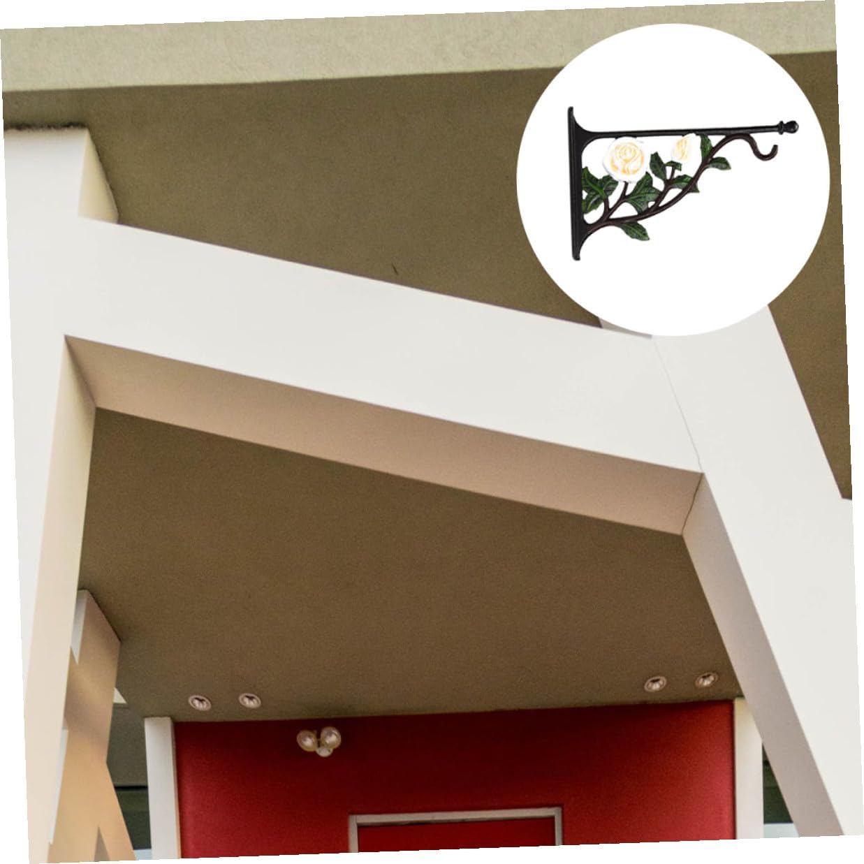 Ciieeo Iron White Rose Wall Mounted Bracket for Hanging Flowerpots and Bird Feeders, Sturdy Cast Iron Plant Hook for Indoor and Outdoor Garden Décor