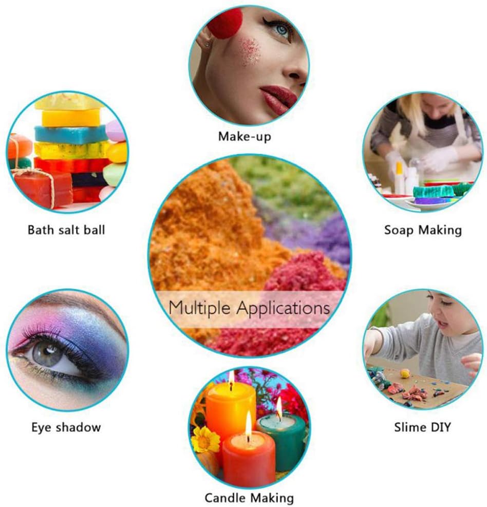 Mica Powder Pigment 12 Color, Non-Toxic Safe Natural Epoxy Resin Dye Pigment Powder for DIY Slime Coloring and Soap Dye Making Supplies, Bath Bomb Colorant, Paint, Makeup, Nail Art, Eye Shadow, Craft