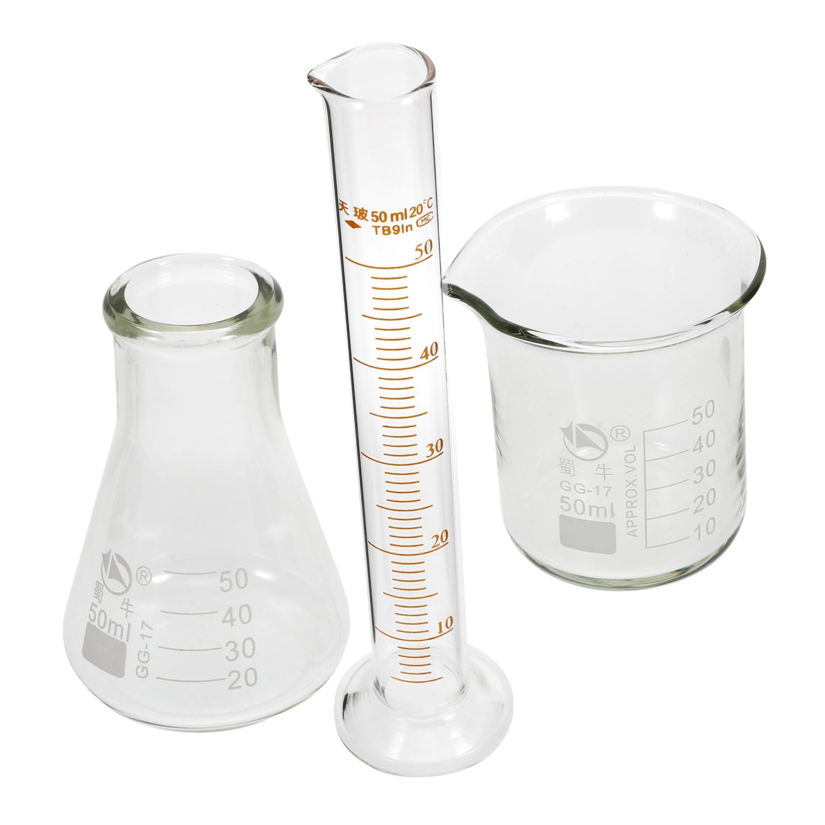OUNONA 1 Set Experimental Tool Set Laboratory Glassware Conical Graduated Beaker Graduated Cylinder Science Beaker Measuring Scientific Beaker Glass Beakers Flat Bottom