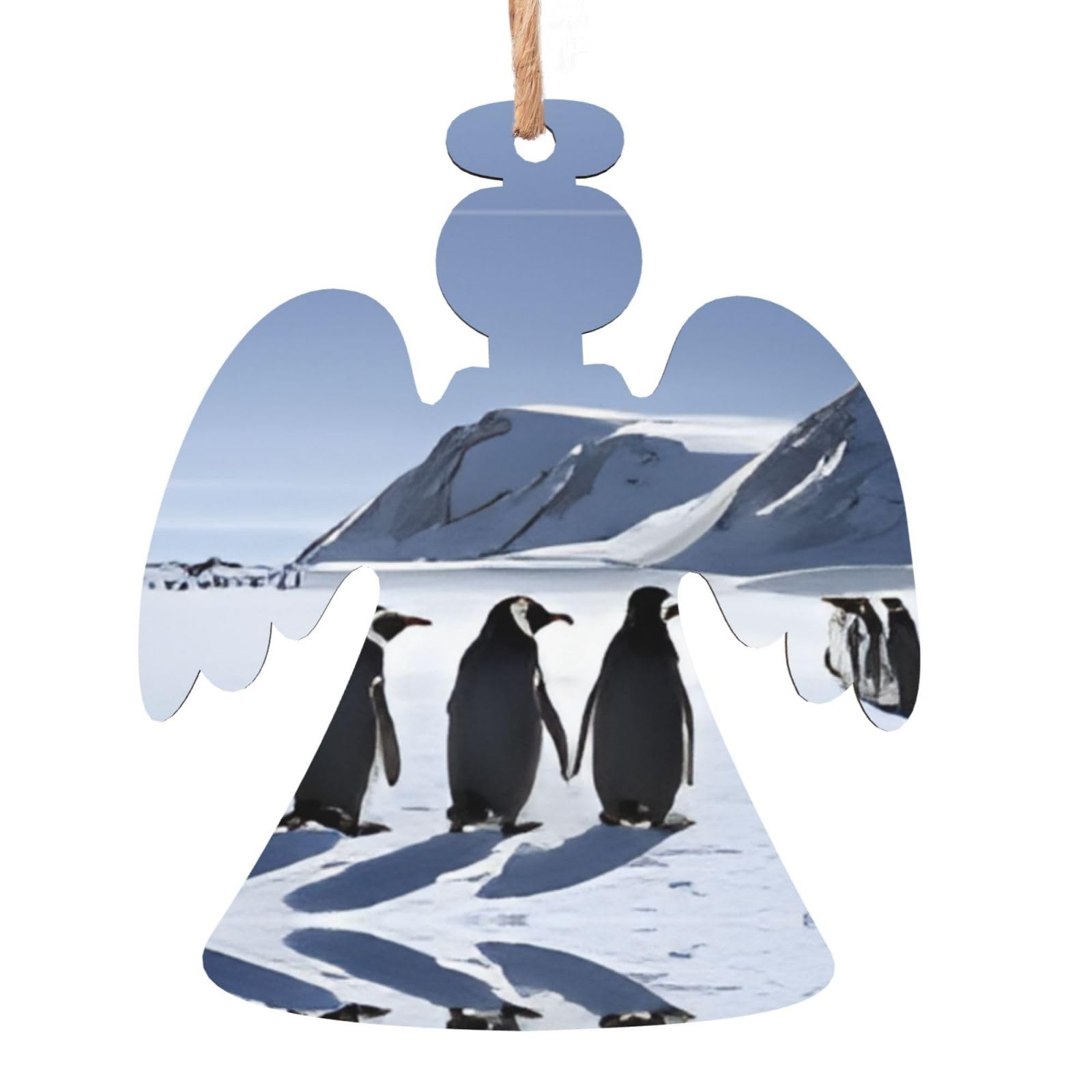 Penguins On The Iceberg Christmas Wooden Ornaments Exquisite Handcrafted Wood Hanging Decor with Double-Sided Print, Perfect for Holiday Tree & Home Festive Decoration