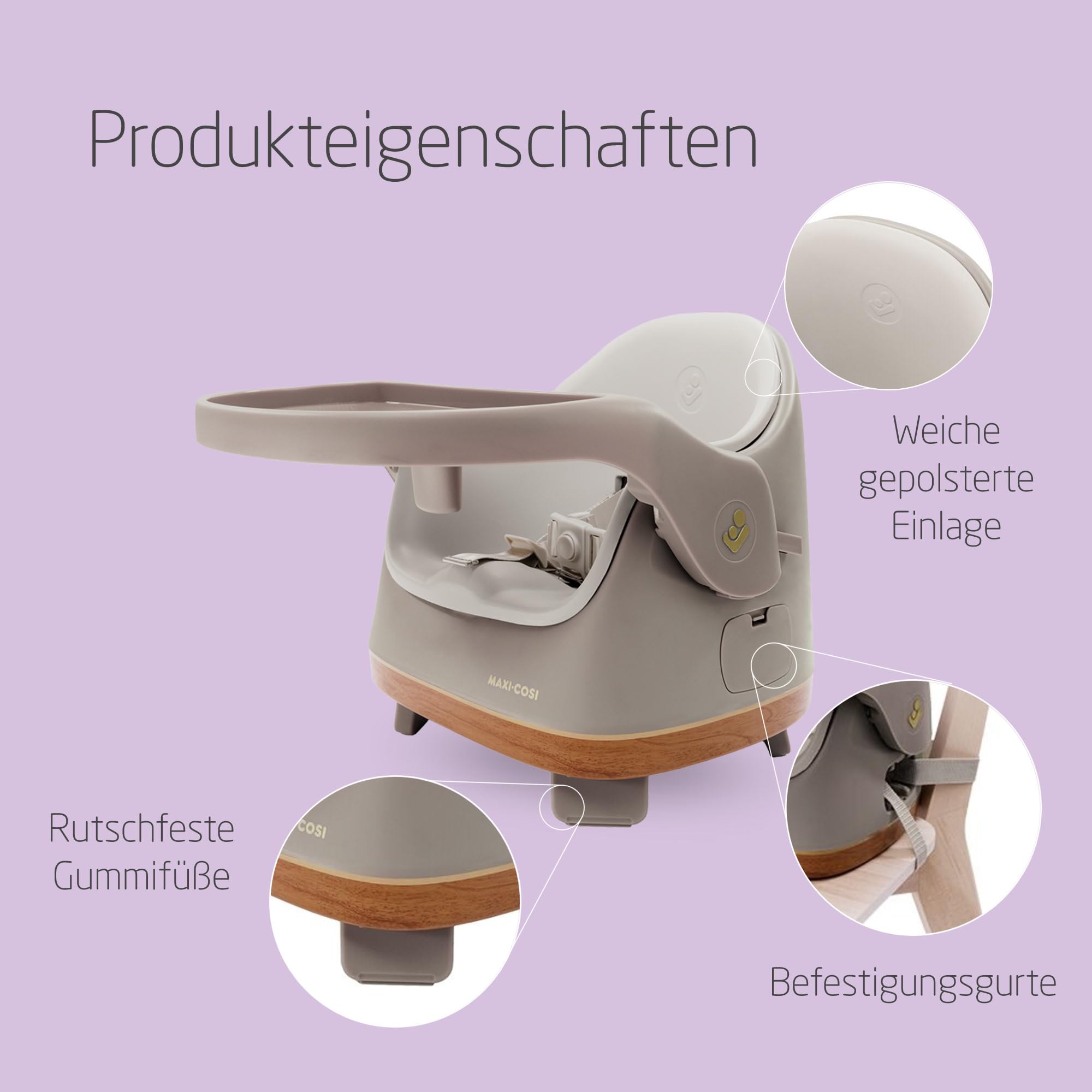 Maxi-Cosi Jay 2-in-1 Sitzerhöhung Stuhl Kind 6 Monate - 3 Jahre 9-15 kg Baby Sitzhilfe Verstellbares Tablett Elegance Beige