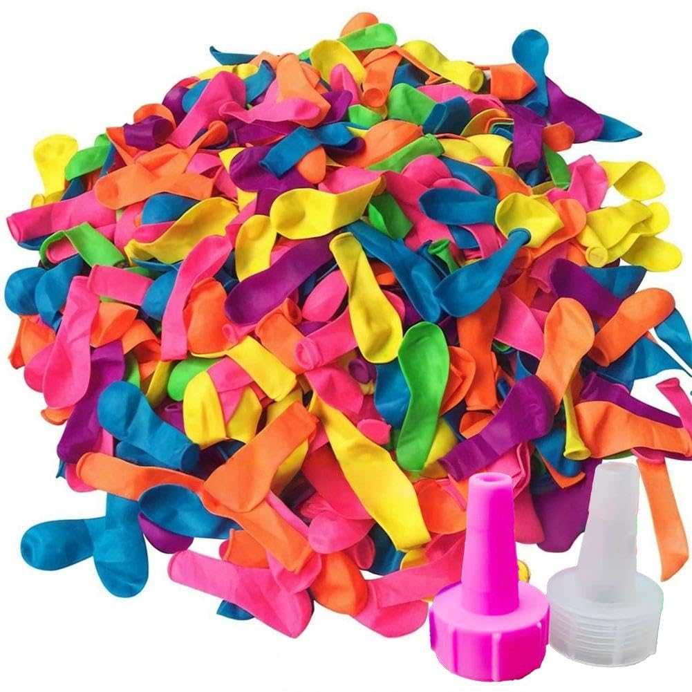 2000 Pcs Water Balloons with 8 Filling Nozzles, Summer Quick Fill WaterBalloons for Kids Ages 4-8 8-12, Eco-Friendly Latex Water Bomb Balloon Fight Games, Multi-Colored Set for Summer Cooling