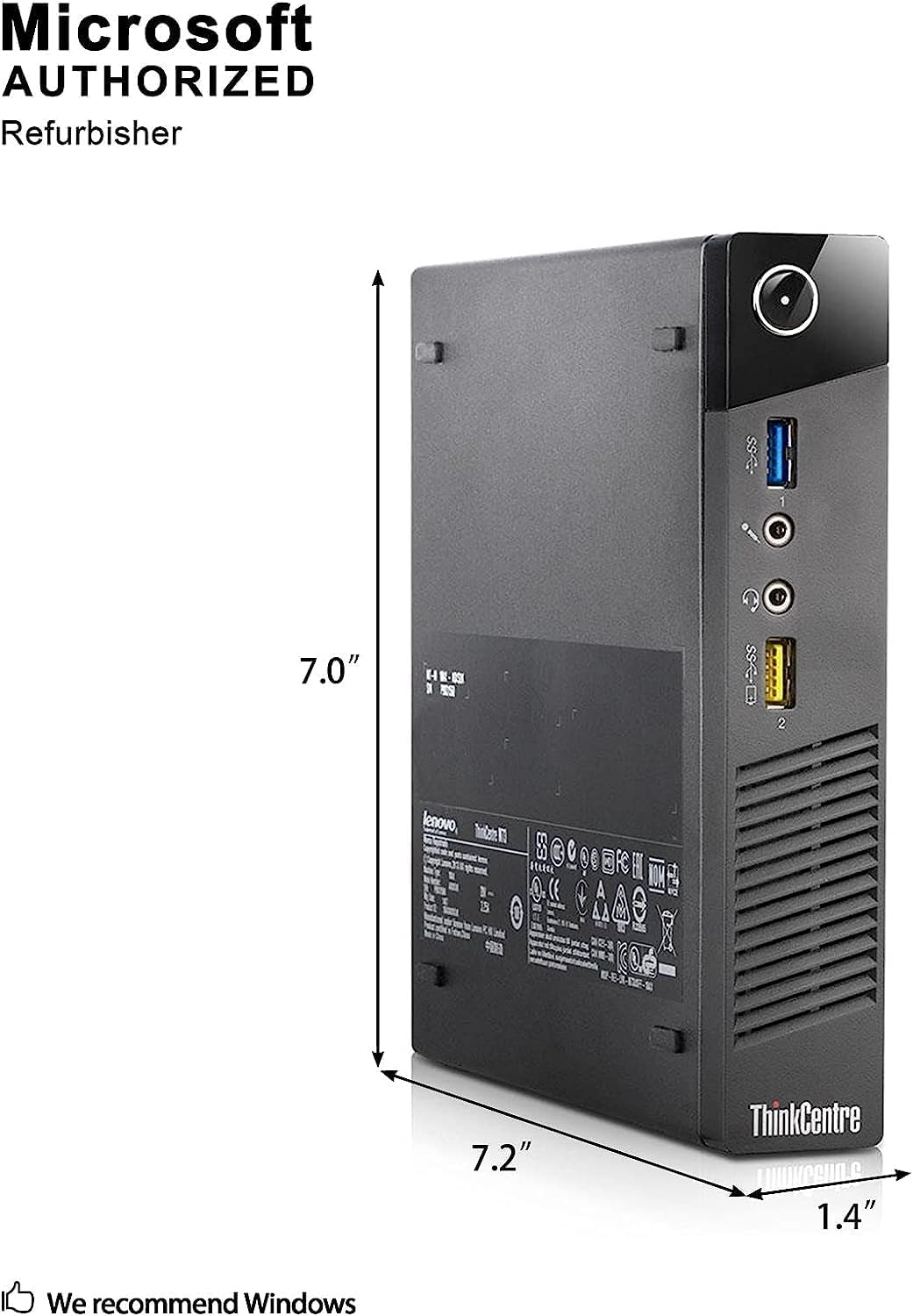 Lenovo ThinkCenter M73 Tiny Desktop PC, Intel Core I5-4570T 2.9GHz up to 3.6GHz, 16GB RAM, 256GB SSD, WiFi, BT, HDMI, USB 3.0, VGA, DP Port, W10P64, Black (Renewed)