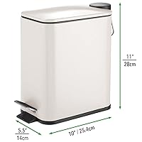 Vista 4 de mDesign Cubo de Basura Rectangular con Pedal – Cubo de Basura de Metal de 5 L con Pedal, Tapa e Inserto de Cubo de Plástico – Cubo de Basura