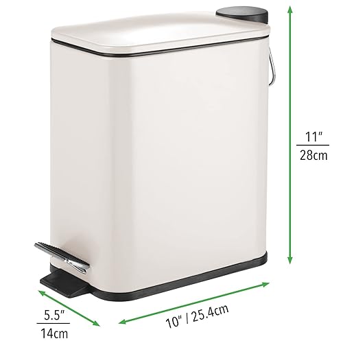 Miniatura 4 de mDesign Cubo de Basura Rectangular con Pedal  Cubo de Basura de Metal de 5 L con Pedal, Tapa e Inserto de Cubo de Plástico  Cubo de Basura Doméstico