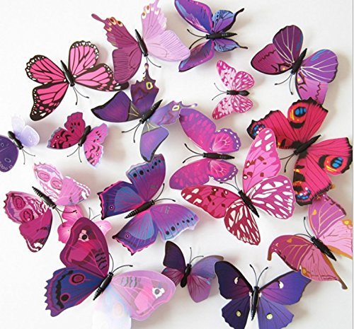 Elecmotive 72 Pcs 6 Packs Beautiful 3D Butterfly Wall Decals Removable Diy Home Decorations Art Decor Wall Stickers & Murals For Babys Bedroom Tv Background Living Room (72 Pcs In 6 Colors) #TOP3