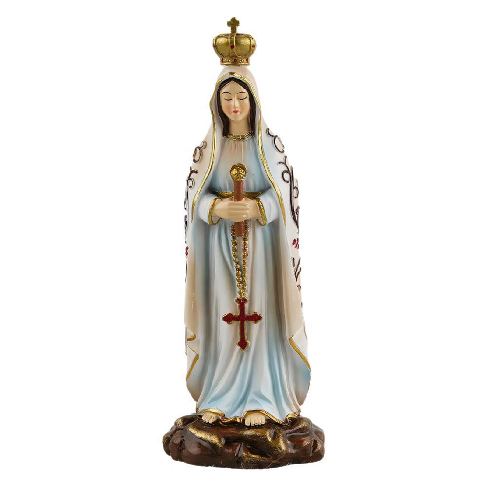 Yhplxyuus Fatima Holy Mother Statue Figurine Desk Decoration for Religious Wedding Gift Event and Celebration Religious Figurine