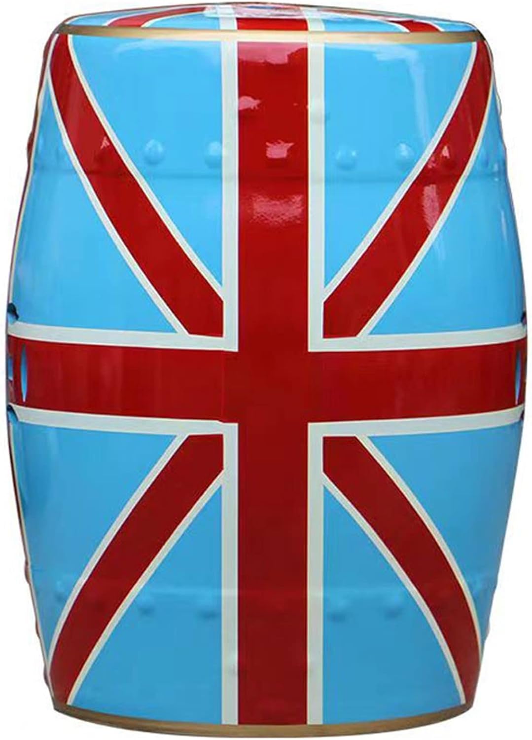 Drum Stool,Garden Stool, Decorative Ceramic Garden Stool, Glazed Hollow Beige Flag Shoe Changing Stool Drum Stool, Suitable for Outdoor Garden, Living Room, Terrace, Etc.(D)