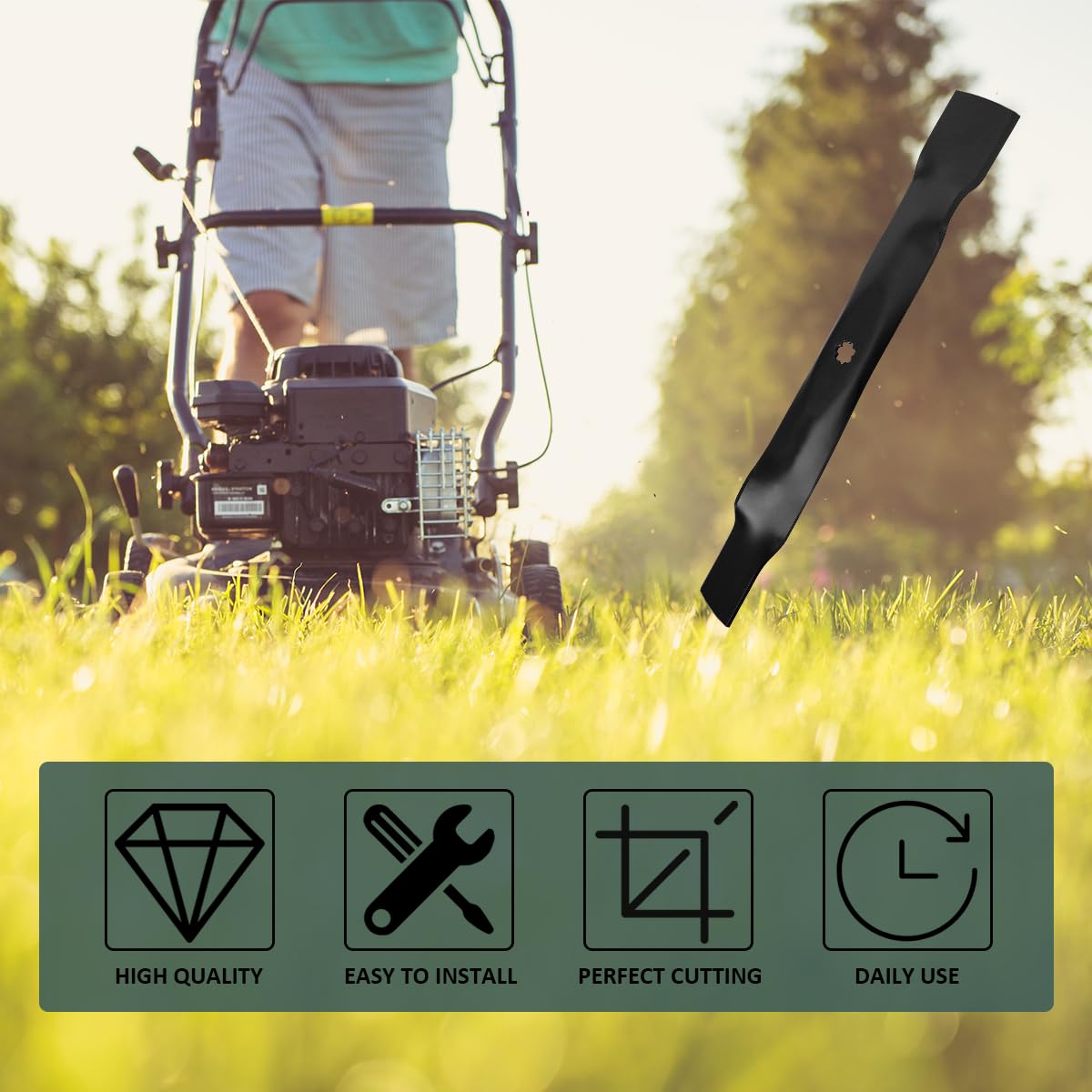ZALANA Cuchillas de repuesto para cortacésped GX22151 GY20850 AM137328 AM137333 AM141033 - Compatible con John Deere 102 105 115 D100 D110 D125 D130 Lawn Tractor - 2 Contenido del paquete: