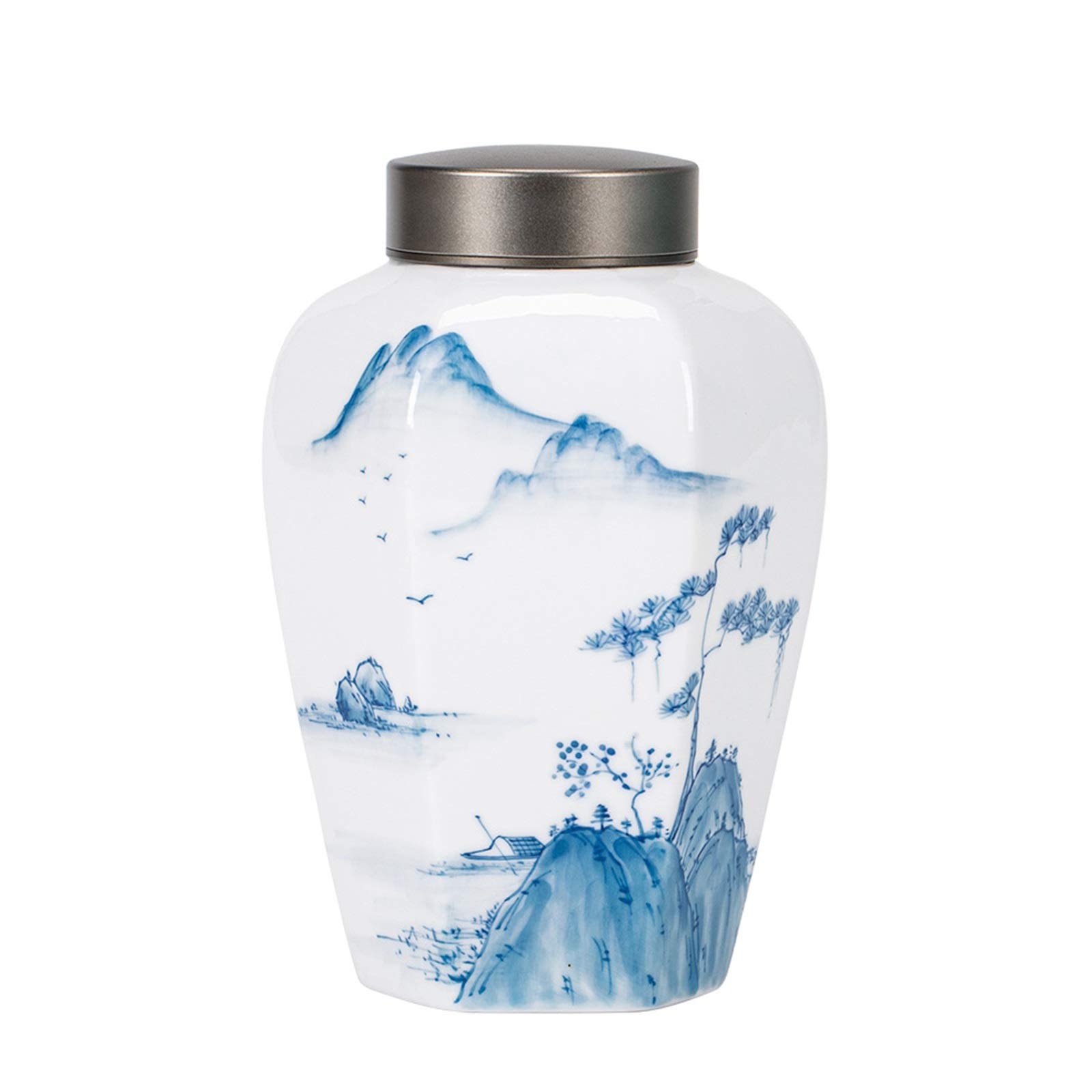 NINAINAI Ceramic Tea Caddy Ceramic Tea Caddy Gift Box Packaging Box Empty Box Shanyue Porcelain Jar Sealed Black Tea Green Tea White Tea Gift Universal Storage Tank (Color : White, Size : 9.5X16.5cm)