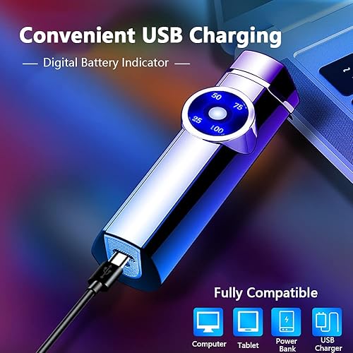 Miniatura 3 de YOZWOO Encendedor de arco eléctrico recargable USB, encendedor de plasma, sin butano, sin llama, resistente al viento, encendedor de supervivencia,