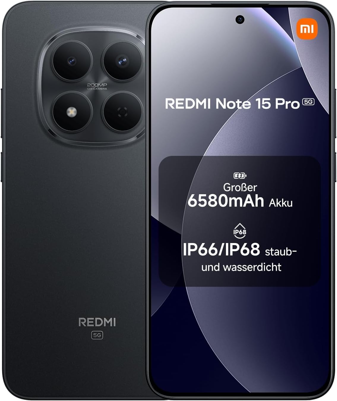 XIAOMI Redmi Note 15 Pro 4G Smartphone 12+512 GB – 6500-mAh-Akku, 200-MP-Kamera, IP65-Wasserschutz, 6,77