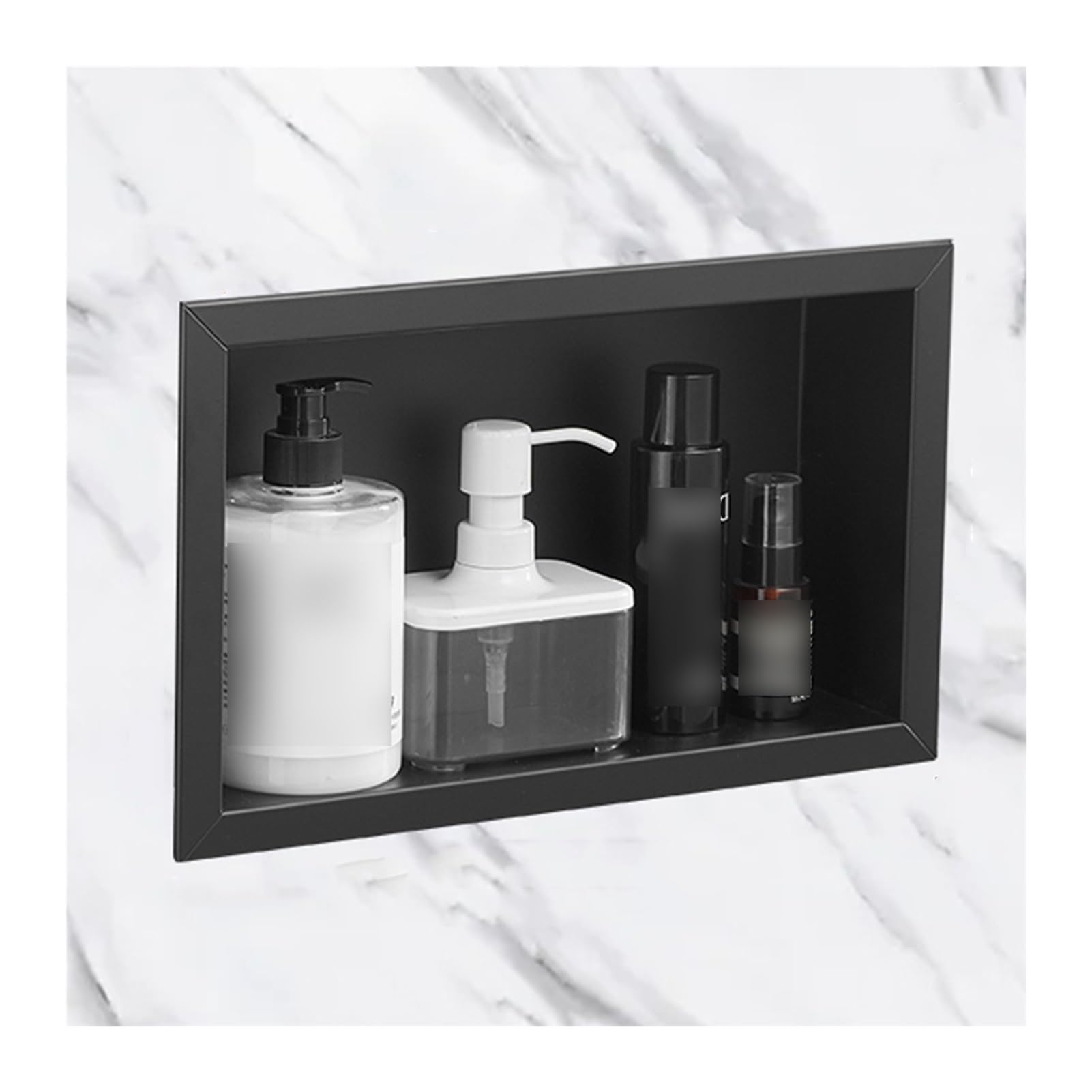 Edelstahl-Badnische, Duschnische aus Edelstahl 304, wasserdichter Dusch-Organizer für Wohnzimmer, Schlafzimmer, Badezimmer, Aufbewahrungsregale für Shampoo und Toilettena，Black 23.5x8x30CM
