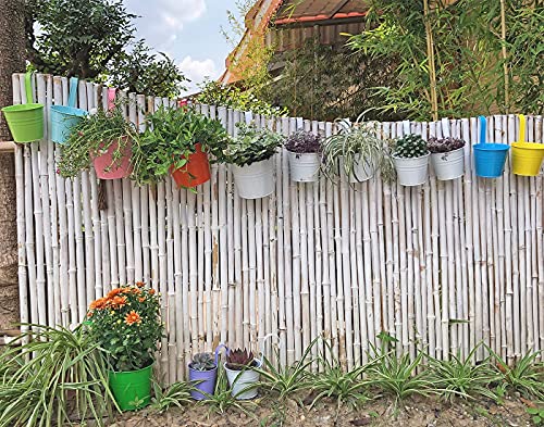 Bloss 8 Pack Hanging Flower Pots, Metal Hanging Planters Buckets With Detachable Hook And Drainage Hole Indoor/Outdoor Hanging Plant Holders For Balcony Garden Railing Fence, Small Size Multicolor #TOP4