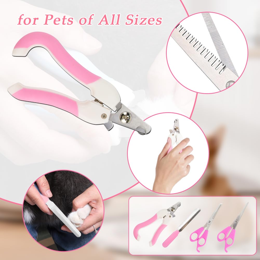 Kit de limpieza de cepillo de aseo para perros, 9 piezas todo en uno, kit de autolimpieza para mascotas con cepillo más resbaladizo, herramienta para desenredar, juego de tijeras de aseo para