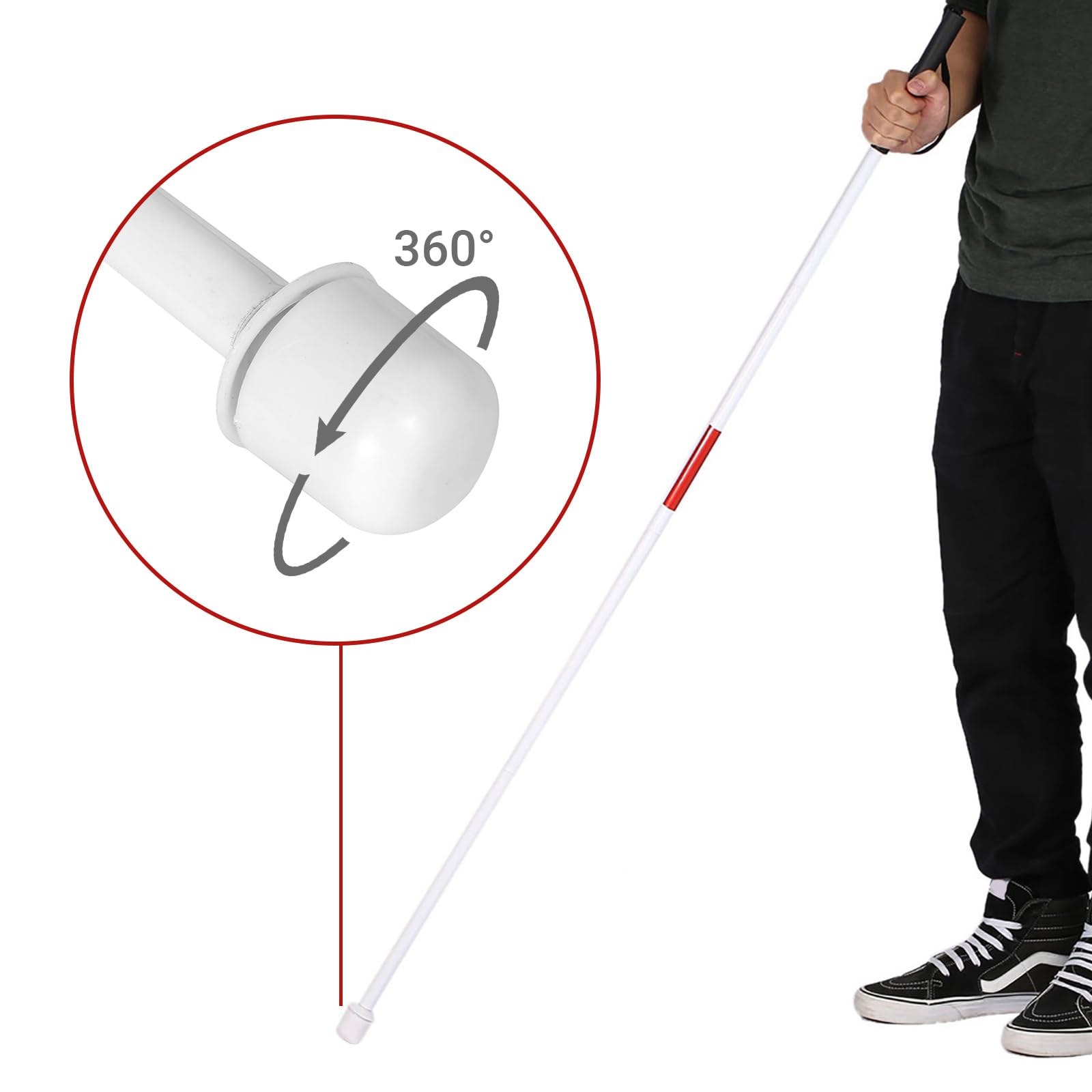 Bastone bianco da passeggio pieghevole in alluminio con 4 sezioni, Aid Walking Sticks, bastone da passeggio portatile, regolabile Per non vedenti e persone con mobilità ridotta
