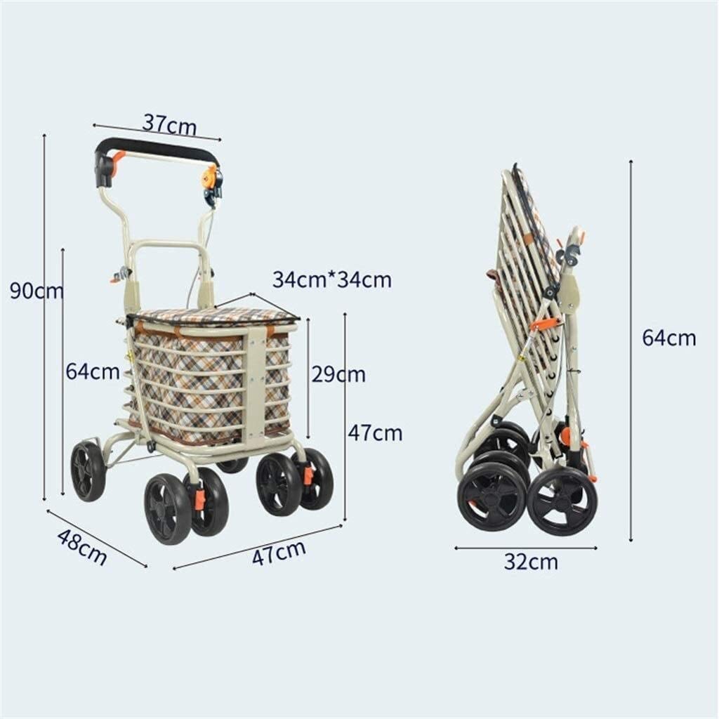Koszyk dla osób starszych dla seniorów Rollator Lekki Rollator Koszyk dla osób starszych Składany wózek na zakupy z 4 kołami Wózki na zakupy Torba do przechowywania z siedziskiem Z