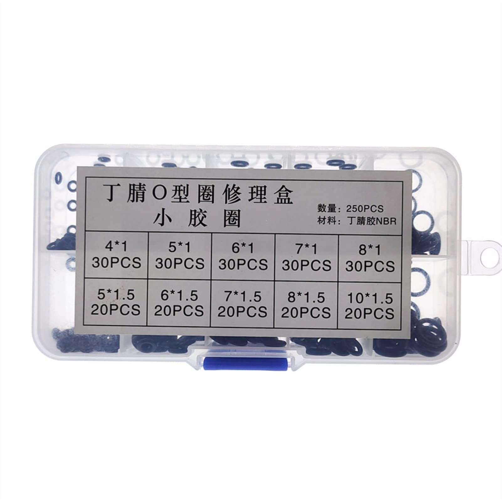 Piezas de Hardware 250 unids/Caja NBR Kit de Anillo de Sellado Espesor 1/1,5 mm Caucho de nitrilo NBR Junta tórica Anillo de Sellado O Anillos Juego de Goma