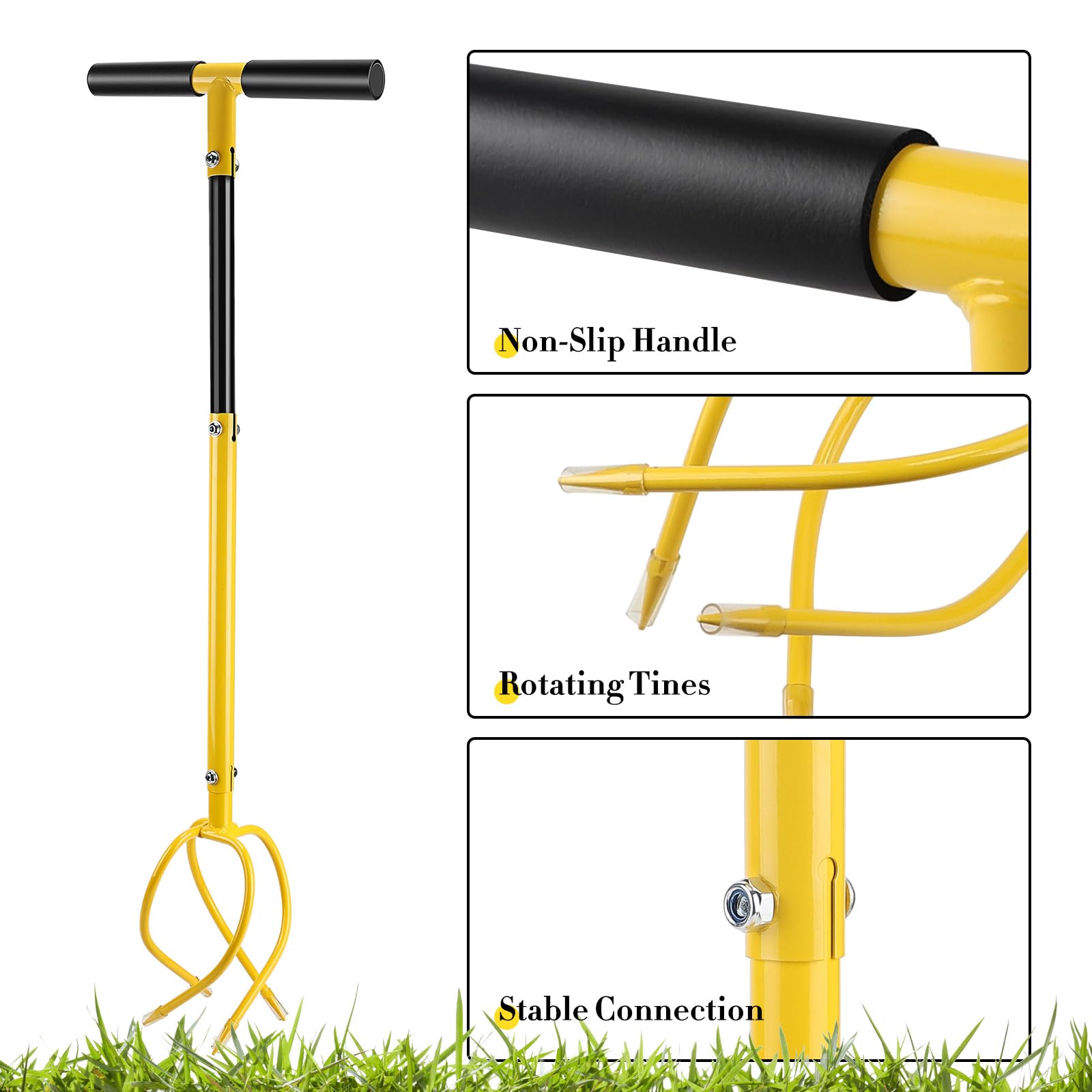 SWAWIS Manuel Twist Tiller Griffe de Jardin, Cultivateur de Griff Amovible avec Manche, Réglable en Hauteur