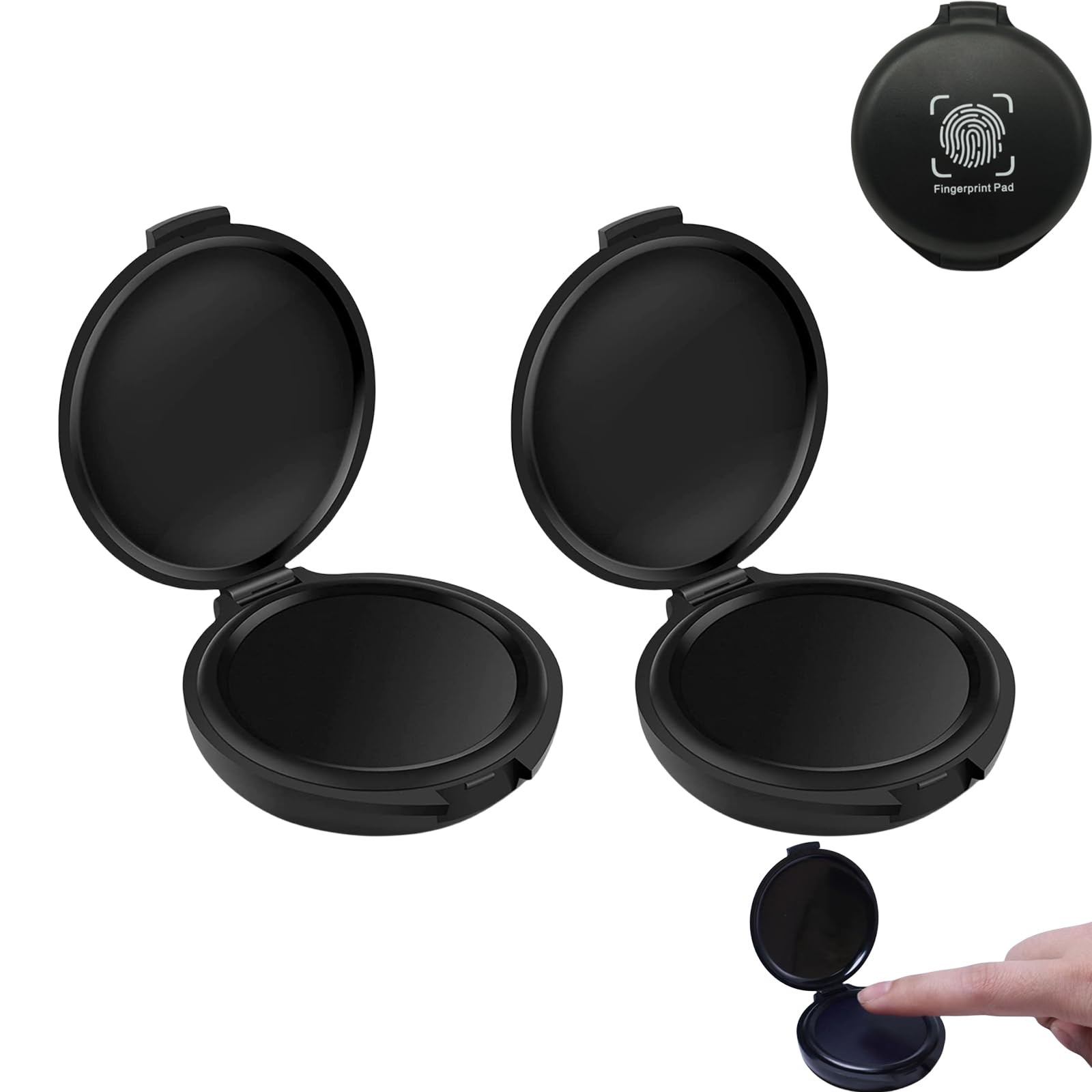 2 Pcs Fingerprint Ink Pad Thumbprint Ink Pads Quick Drying Ink Pads Stamp Ink Pad Round Portable Stamp Pad Black Thumbprint Ink Pad for Identification and Security ID Black Finger Ink Pad