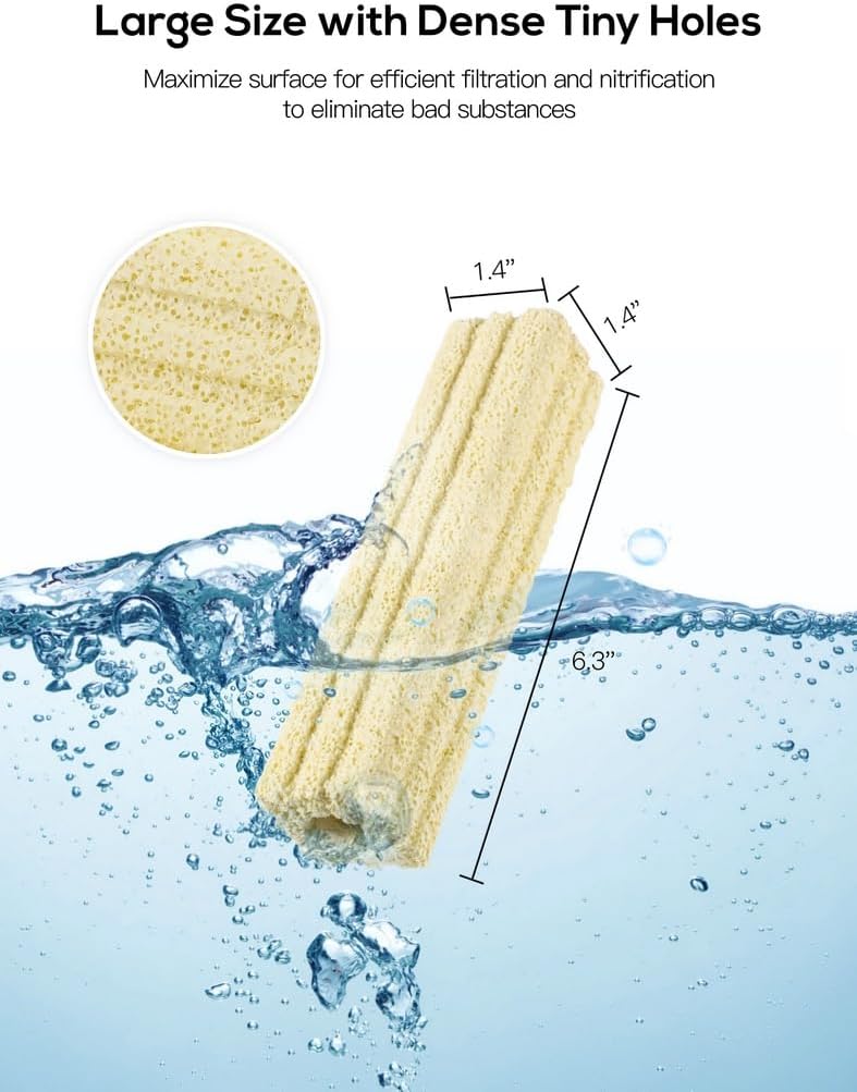 20 Large Ceramic Aquarium Filter Media Blocks, 6.3-Inch Bio Media for Fish Tanks, Koi, Sump & Canister Filters with Tiny Holes for Effective Filtration