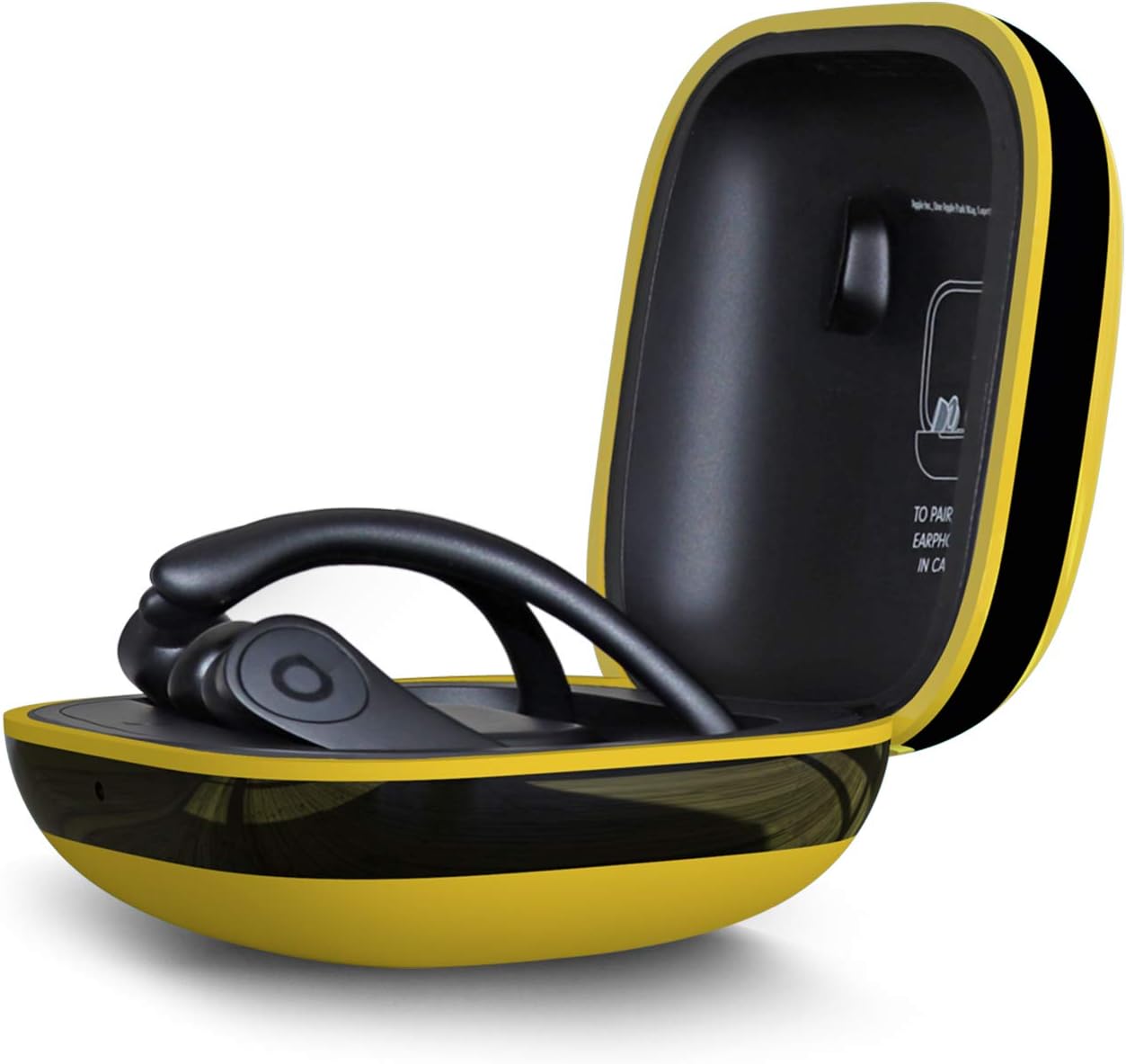 Coffea Protective Silicone Case for Beats Powerbeats Pro 2019 (Black Edge, Deep Yellow)