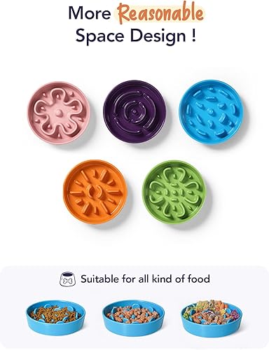 Vista 86 de LE TAUCI Cuencos de cerámica para perros de alimentación lenta, 3 tazas de alimentación lenta, tazón para perros de raza mediana y grande, cuenco