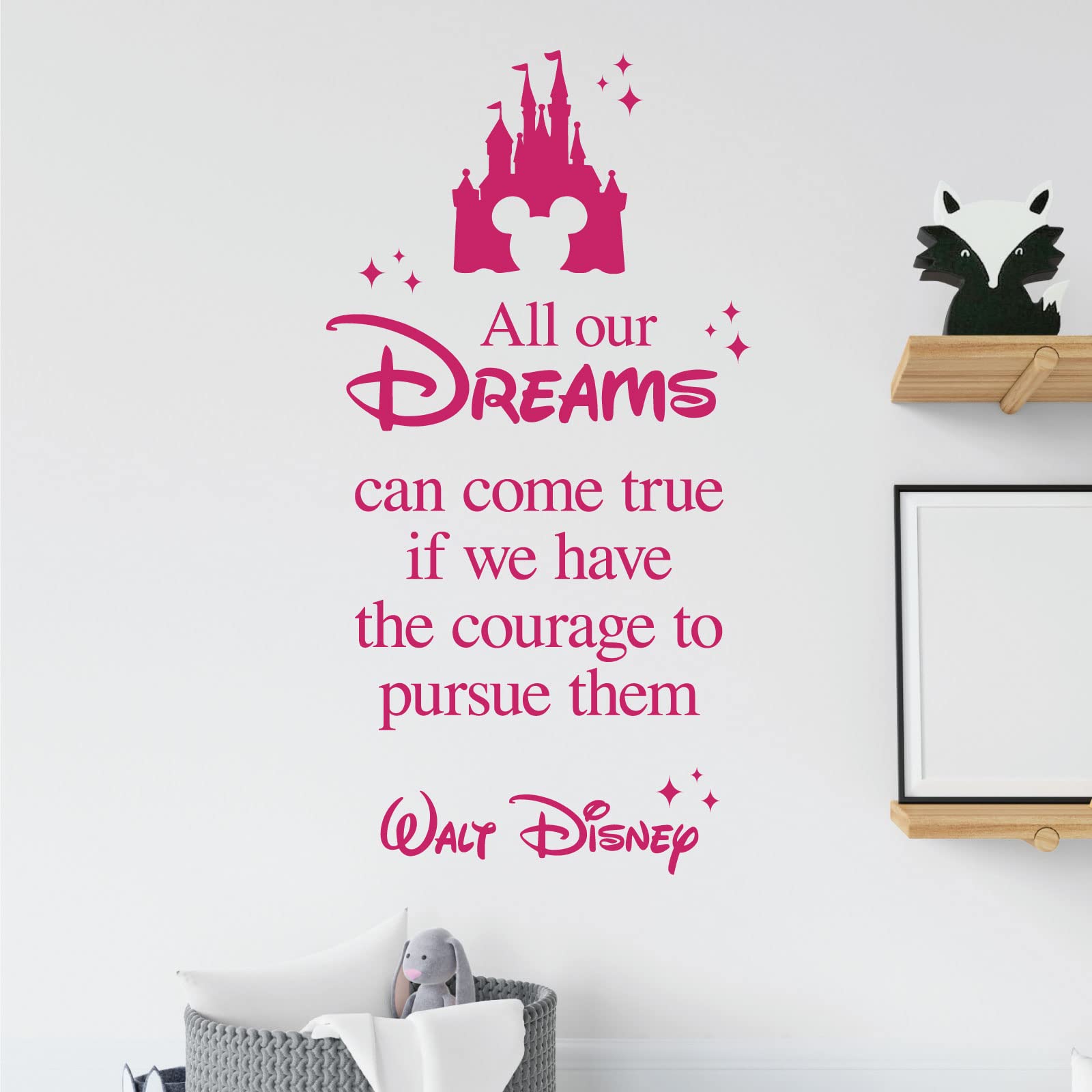All Our Dreams Can Come True if We Have the Courage to Pursue Them - Motivational Quote Vinyl Wall Decal Sticker [Large] [Magenta]