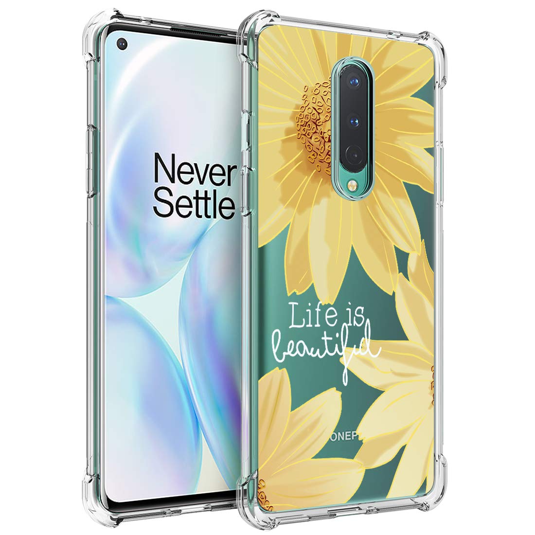 Osophter for Oneplus 8 Case [Not Compatible with Oneplus 8t],Clear Transparent Reinforced Corners TPU Shock-Absorption Flexible Cell Phone Cover for