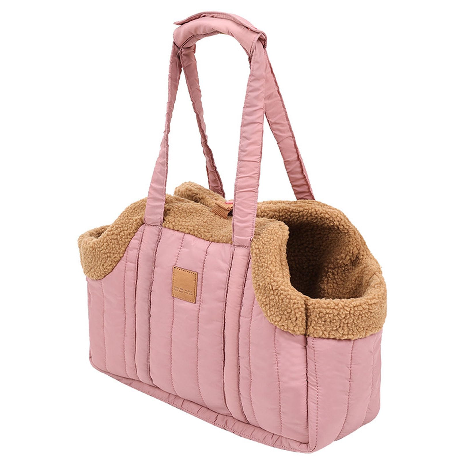 Bolsa de transporte para perros de forro polar de invierno para cachorros pequeños, bolso de viaje seguro con arnés, accesorio impermeable para compras, senderismo y pasear al perro (38 x 14 x 27 cm)
