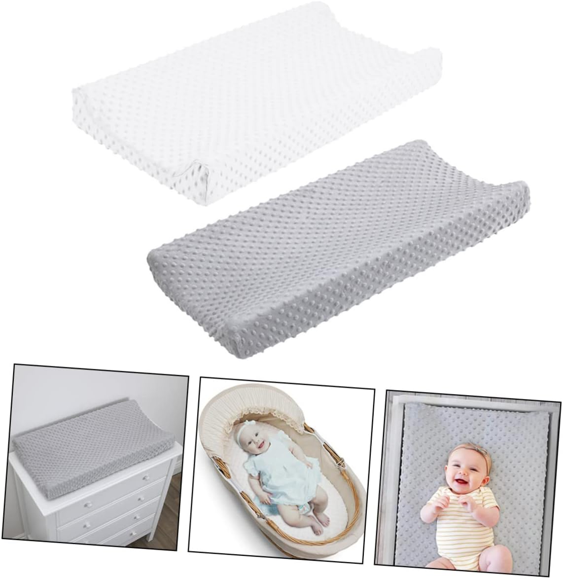KICHOUSE 2pcs Polyester Changing Table Covers Changing Pad Covers Soft Skid-Resistant Washable Liners