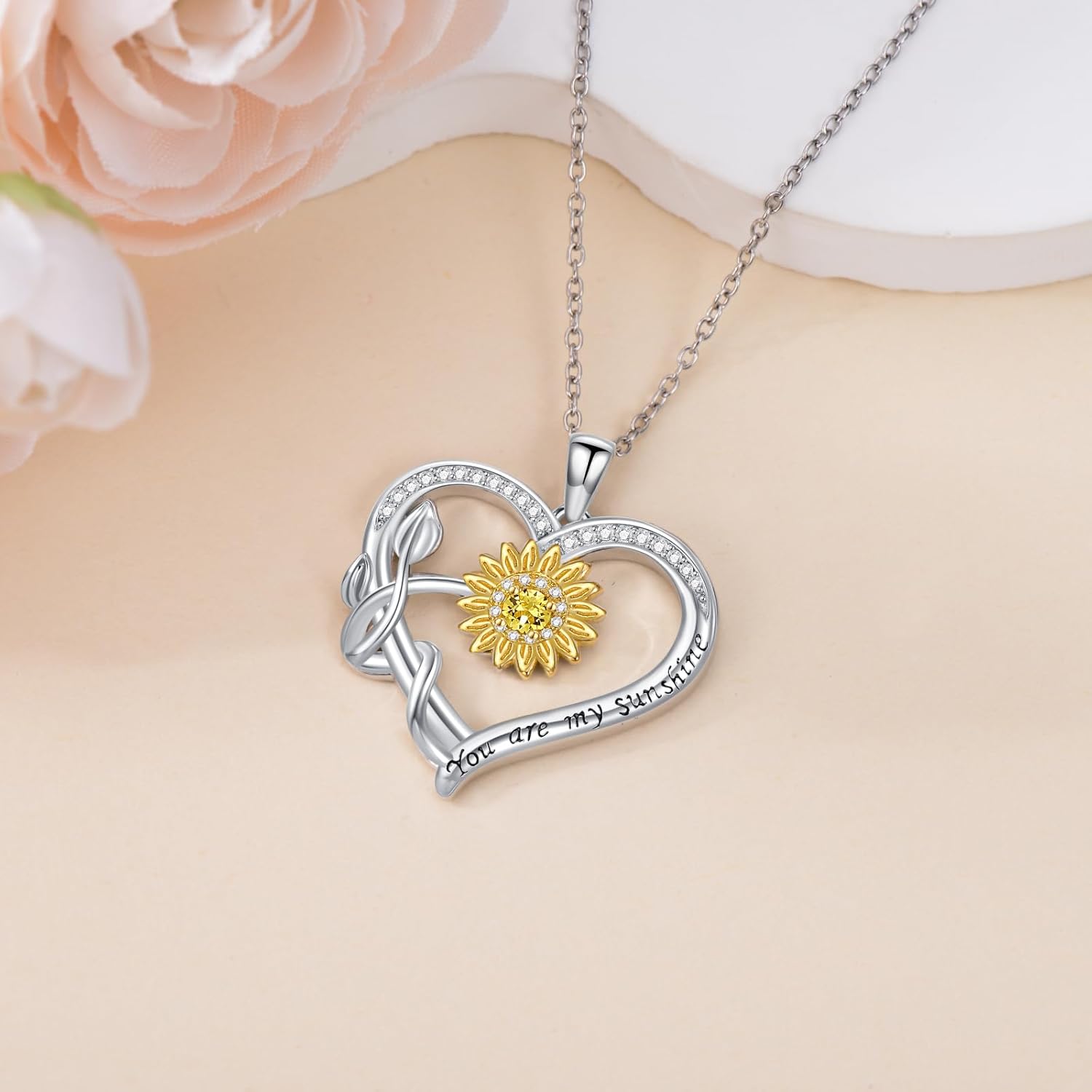 Sunflower/Lotus Flower Pendant Necklace for Women 925 Sterling Silver Dainty Sunflower/Lotus Flower Necklaces Birthday Mothers Day Jewelry Gifts for Her - Image 2