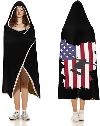 Miniatura 3 de Manta con capucha de la bandera de Estados Unidos, manta con capucha para mujeres y hombres