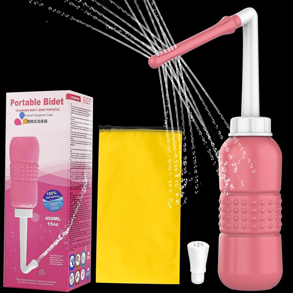 Rescien 450 ML 2 in 1 Portable Bidet Sprayer for Postpartum Perineal Care, Travel Bidet Bottle, External & Internal Cleansing for Mom After Birth, Personal Bidet Sprayer for Kids Ass Washing