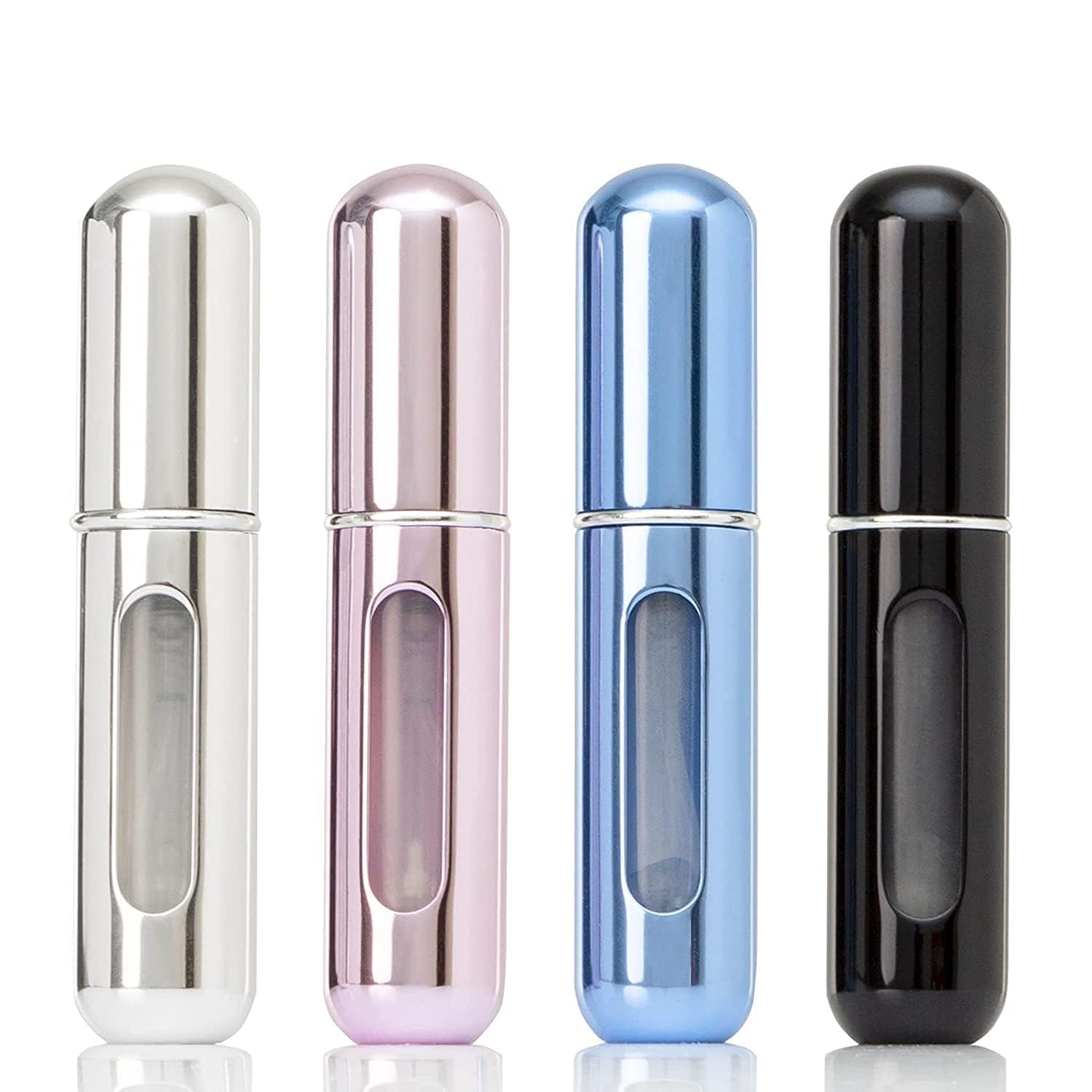 GYANSHOPPE 4PCS Refillable Per fume Atomizer Bottle, Portable Travel Per fume Mini Spray Bottles, Cologne Dispenser Per fume Bottles, Portable Empty Per fume Spray Bottle for Travel Multicolor