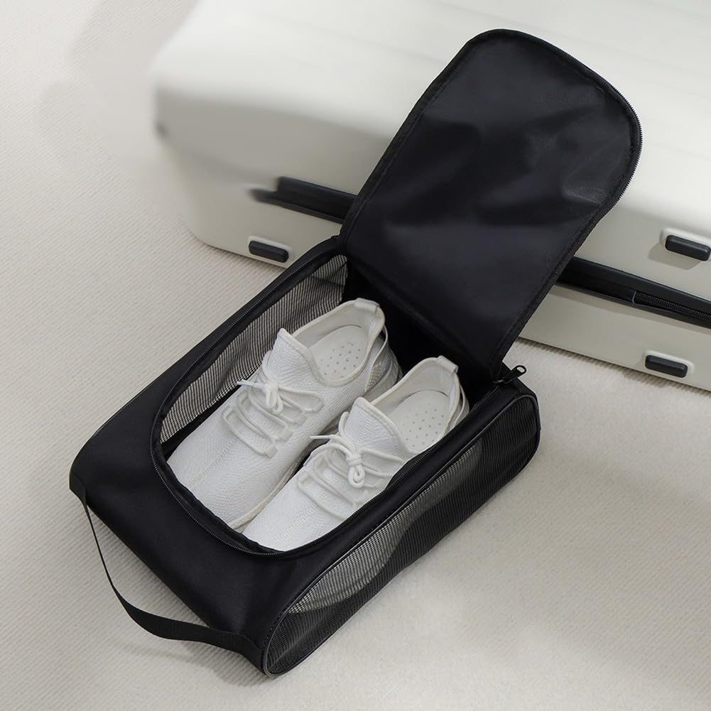 Elegante bolsa de zapatos de golf con diseño ventilado y compartimentos funcionales (negro)