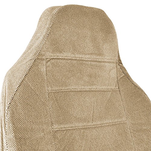 Bdk Beige Dotted Cloth Regal Style 2 Piece Premium High Back Auto Seat Covers #TOP4