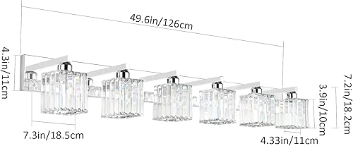 Miniatura 6 de Aipsun Lámparas de tocador de baño, 6 luces, cromadas, para baño, accesorios de iluminación de tocador de cristal (excluye bombilla)