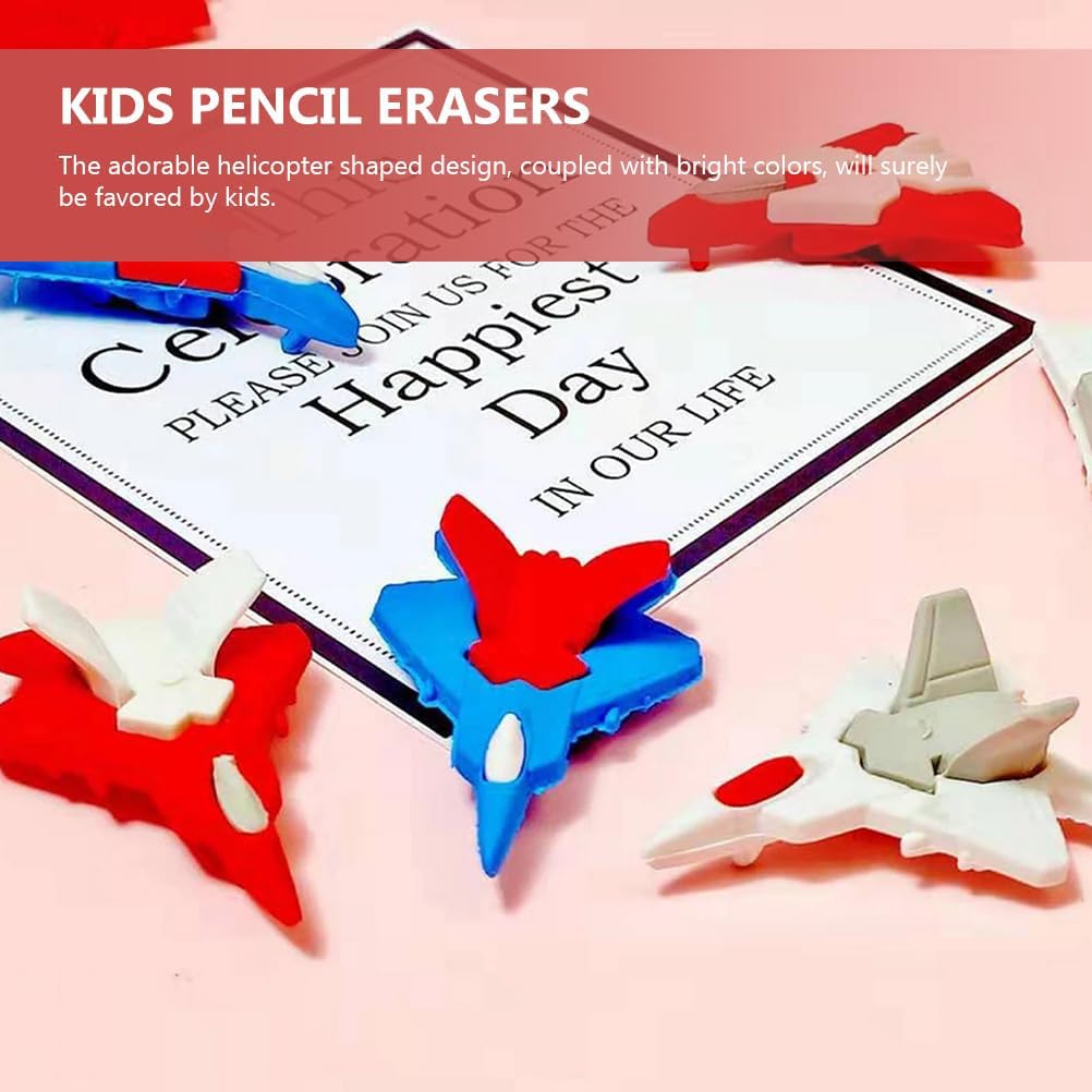 TOYANDONA Aircraft Eraser Toy 36 Pcs Eraser Prizes for 3D Puzzles for Mini Puzzles for Erasers Toys Bag Filler Treat Bags Filler Cartoon Helicopter Erasers Pencil Erasers for TPR