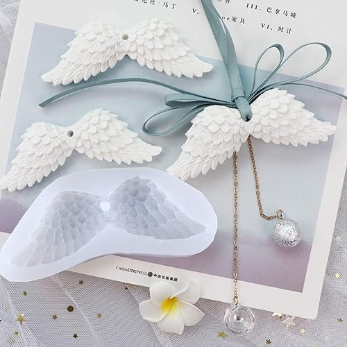 Miniatura 6 de Molde de silicona de alas de ángel, 2 unidades, resina de cristal blanco, molde de epoxi para automóvil, para espejo retrovisor, perfume, bricolaje,