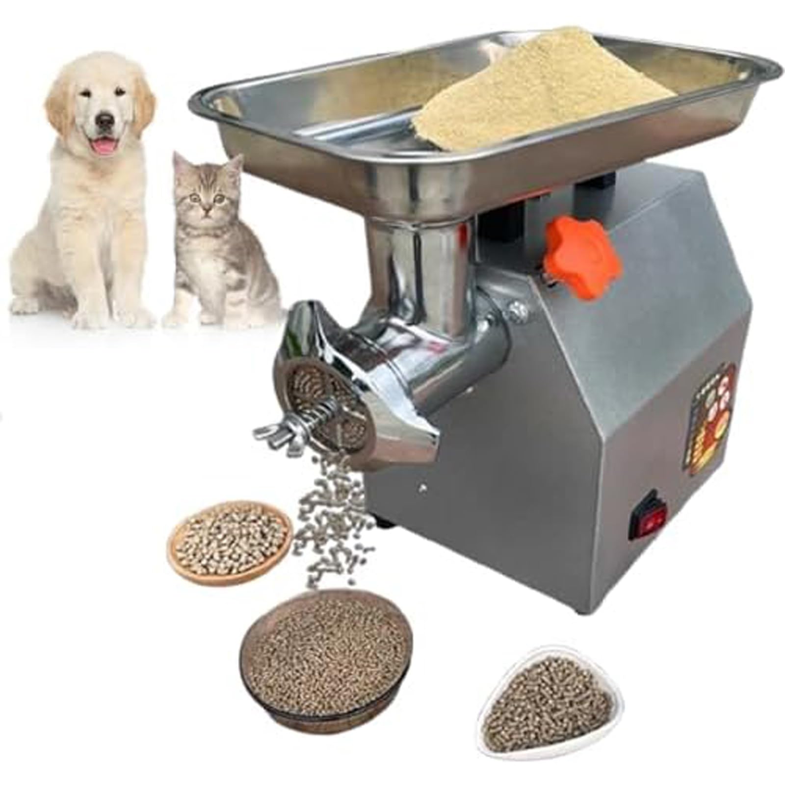 900 W elektrische Tierfutter-Pelletmaschine, Tierfutter-Pelletmaschine mit vergrößertem Tablett, Futtergranulatormaschine, Vögel, Angeln, Katzenfutterhersteller, Futterpelletmühle for Katzen(7mm)