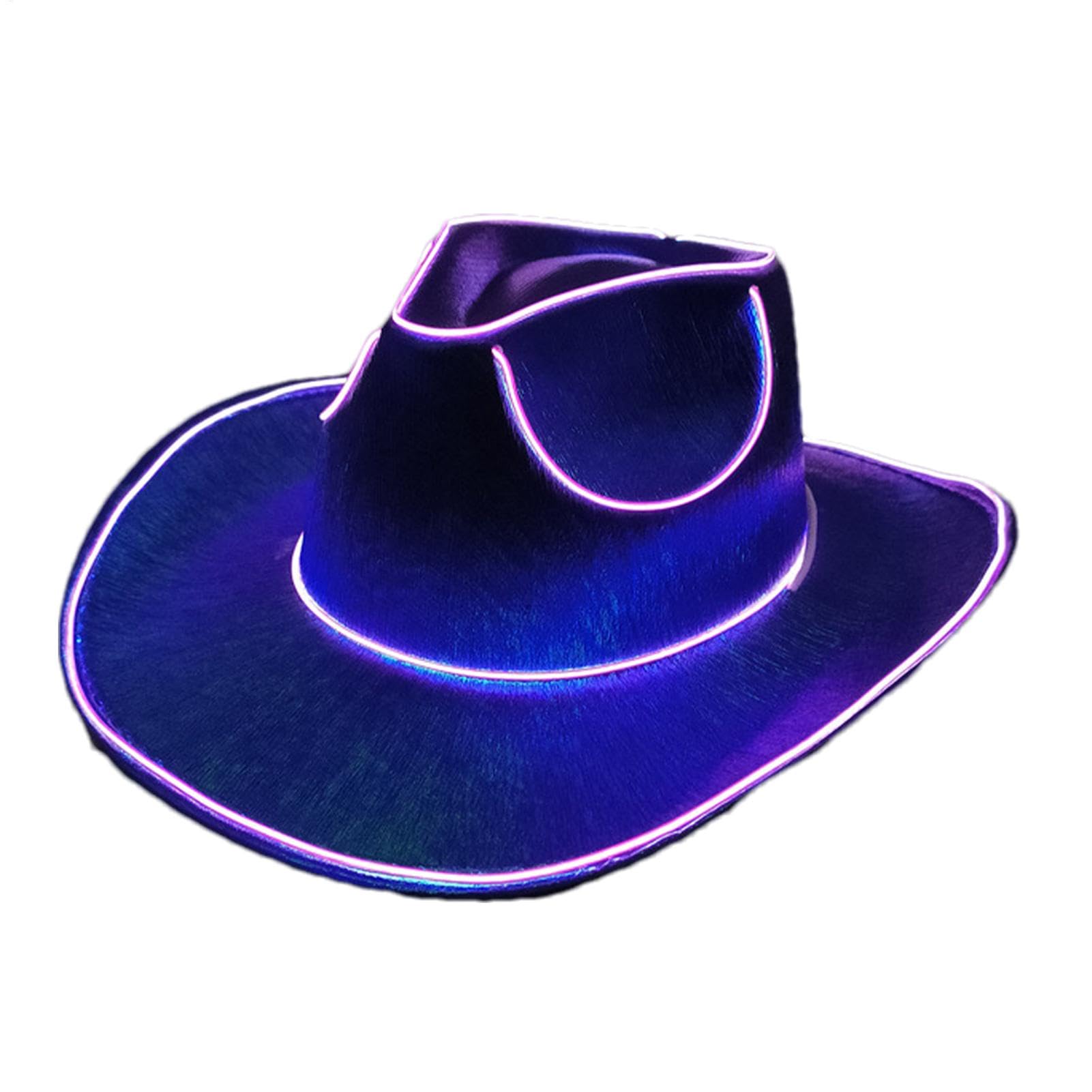LED Light Up Cowboy Hat Battery Powered Sparkly Disco Cowgirl Hat Neon Cowboy Hat Glow In Dark Cowgirl Costume Accessories For Women