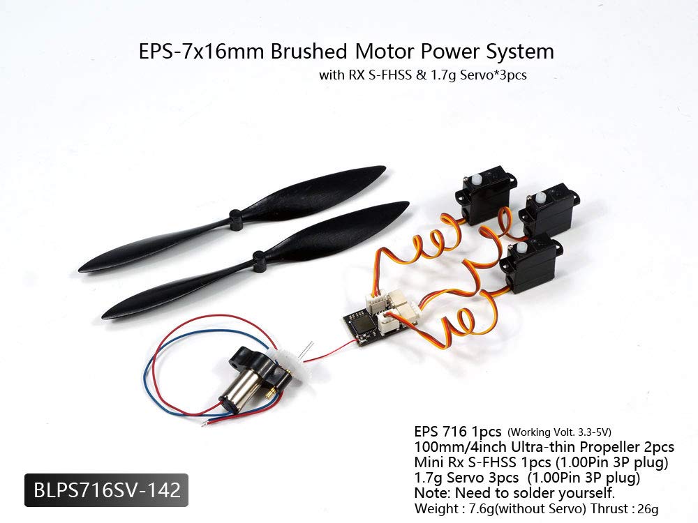 DIY Micro Brushed Power System with 7x16 Brushed Motor,Micro Prop,Micro Receiver for RC Micro Mini Indoor Airpalne (BLPS716SV-142)
