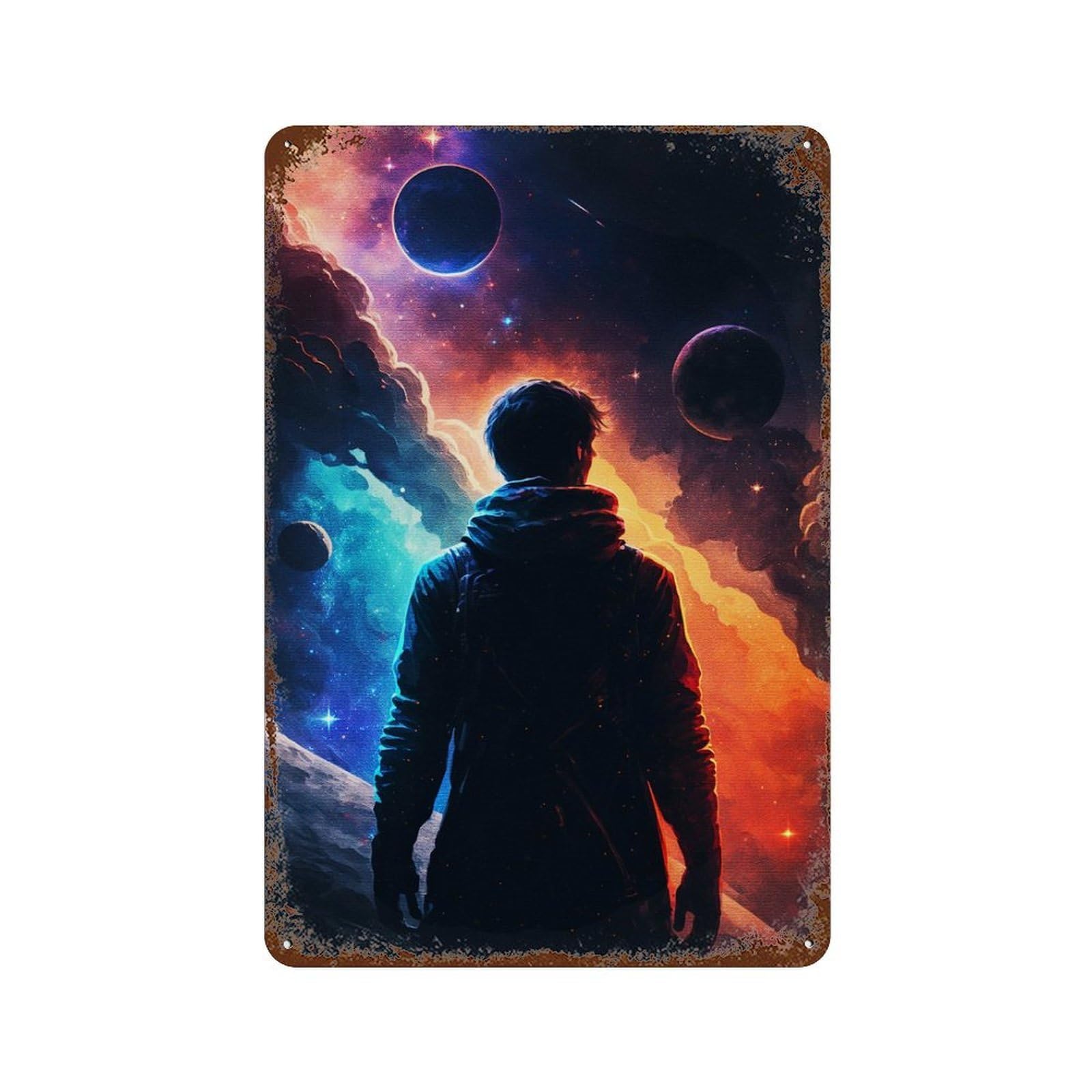 Staring at The Planets 11.8"x7.9" Retro Metal Sign, Vintage Wall Decor for Office, Studio And Wall Decor